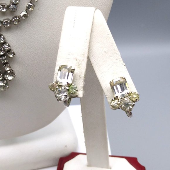 Art Deco Coro Glam Parure, Vintage Crystal Bib Drape Choker Necklace and Matchin - Picture 2 of 8